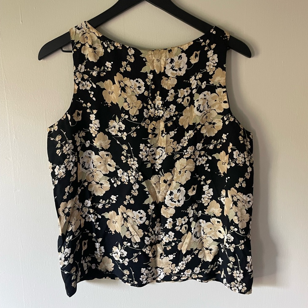 Reversible! Vintage Liz Claiborne Silk Floral Tank Top - Picture 4 of 6